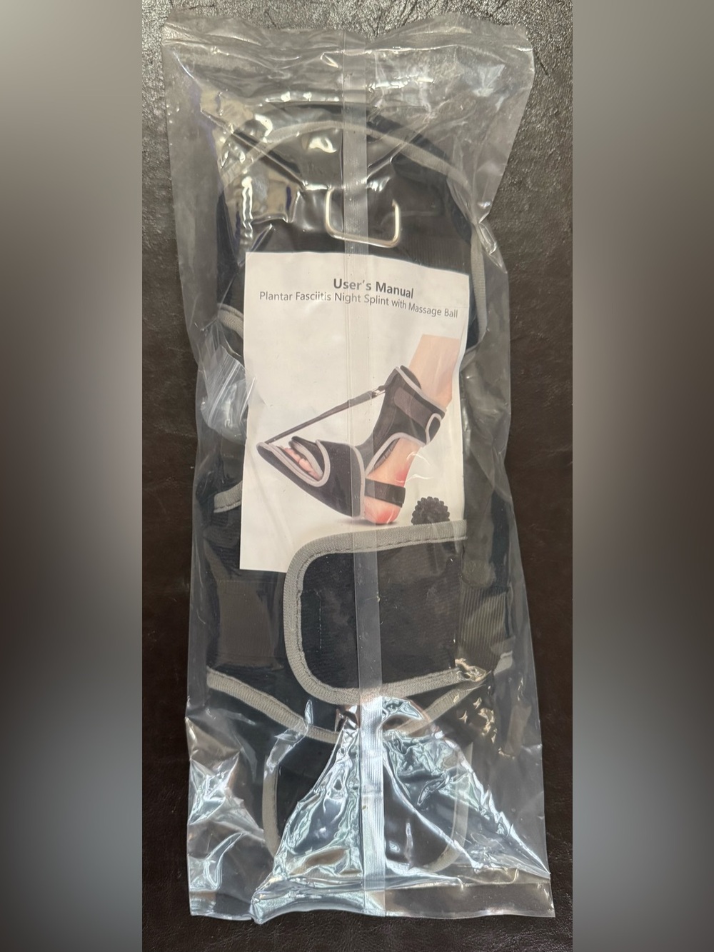 NWT Plantar Fasciitis Night Splint Boot With Massage Ball Black (B9)